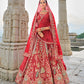 Monjolika Fashion Red Silk Embroidered Sequins Thread And Zari Work Bridal Trendy Lehenga Choli - Swadesiicart