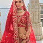 Monjolika Fashion Red Silk Embroidered Sequins Thread And Zari Work Bridal Trendy Lehenga Choli - Swadesiicart