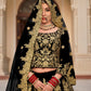 Monjolika Fashion Velvet Black Embroidered Stone Work Wedding Lehenga Choli - Swadesiicart