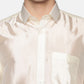 Sethukrishna Men Cream-Coloured Solid Art Silk Dhoti With Angavastram | Swadesiicart