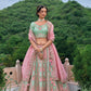 Monjolika Fashion Silk Blend Embroidered Sequins Light Turquoise And Pink Designer Lehenga Choli - Swadesiicart