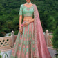 Monjolika Fashion Silk Blend Embroidered Sequins Light Turquoise And Pink Designer Lehenga Choli - Swadesiicart