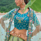 Monjolika Fashion Silk Blend Embroidered Sequins Sea Green And Turquoise Designer Lehenga Choli - Swadesiicart