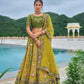 Monjolika Fashion Silk Blend Embroidered Sequins Green And Mehendi Designer Lehenga Choli - Swadesiicart