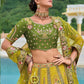 Monjolika Fashion Silk Blend Embroidered Sequins Green And Mehendi Designer Lehenga Choli - Swadesiicart