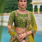 Monjolika Fashion Silk Blend Embroidered Sequins Green And Mehendi Designer Lehenga Choli - Swadesiicart