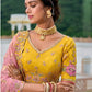 Monjolika Fashion Silk Blend Embroidered Sequins Yellow And Pink Designer Lehenga Choli - Swadesiicart