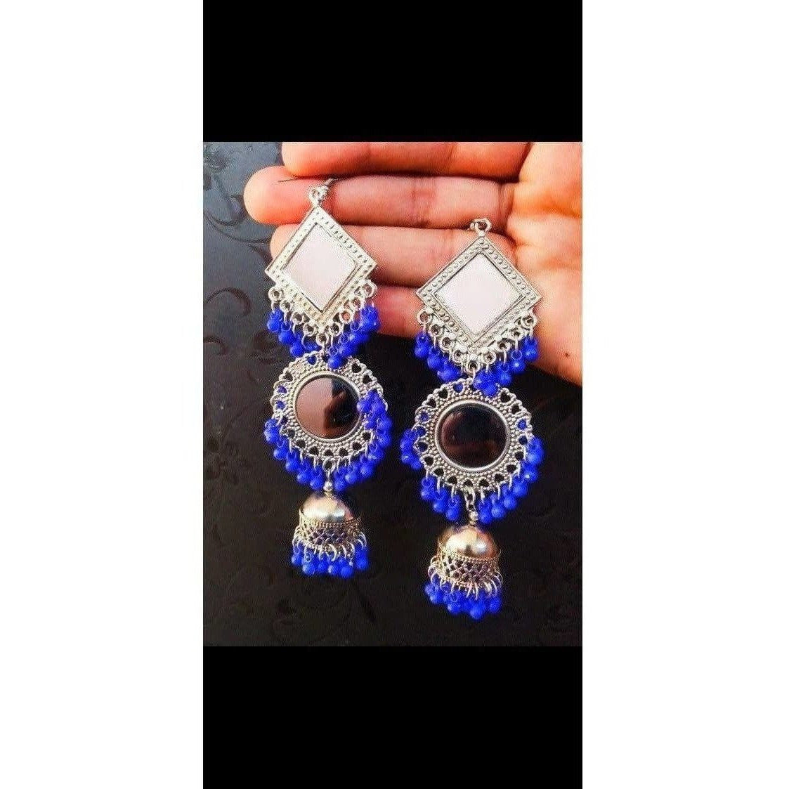 MS Fashion India Muskan Fancy Oxidized Mirror Jhumki Earrings | Swadesiicart