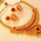 Pink Kemp Necklace Set With White Beads