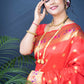 Jyoti Fashion Women's Red Paithani Silk Zari Woven Saree with Blouse | Swadesiicart
