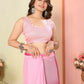Pink Georgette Pedding Color Printed Ready To Wear Saree - Aalaya | Swadesiicart