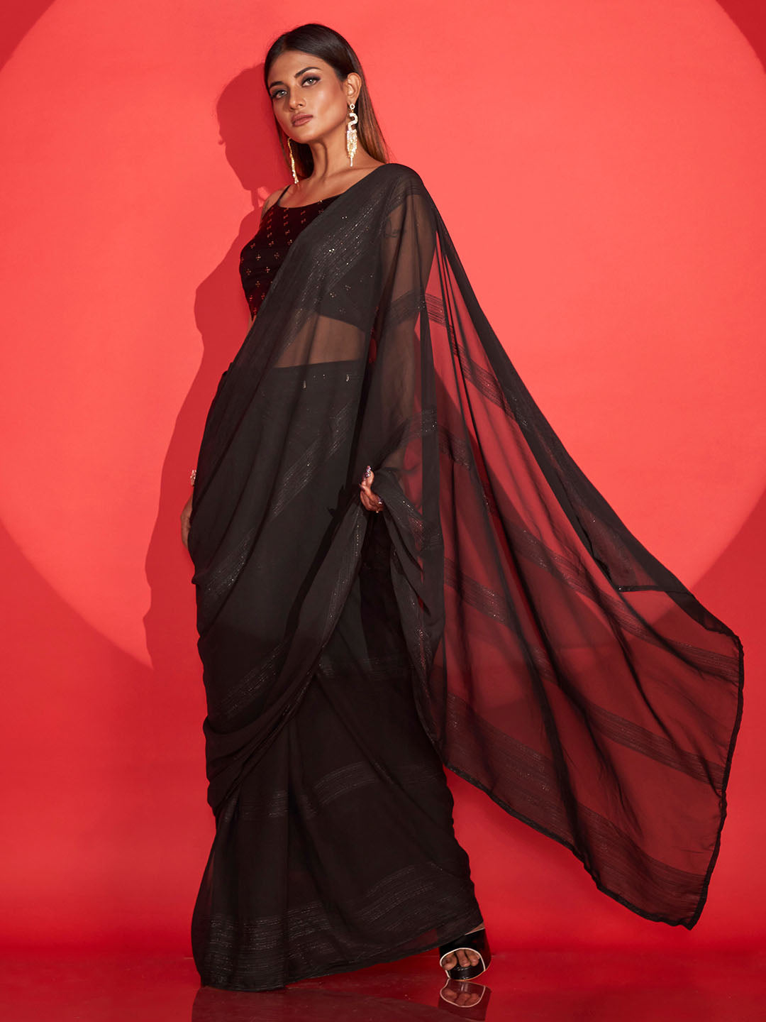 Tikhi Imli Zari Striped Saree | Swadesiicart
