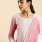 All About You Women Embroidered Chikankari Kurta With Trousers & With Dupatta | Swadesiicart