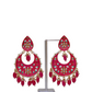 Gold-Polished Brass & Pearl Dangle Women Pink Hand Painted Meenakari Chandbali Earrings By House of Ree - House of Ree