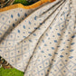 Exclusive Collection 100% Pure Cotton Off White Blue Saree With Printed Work - Swadesiicart