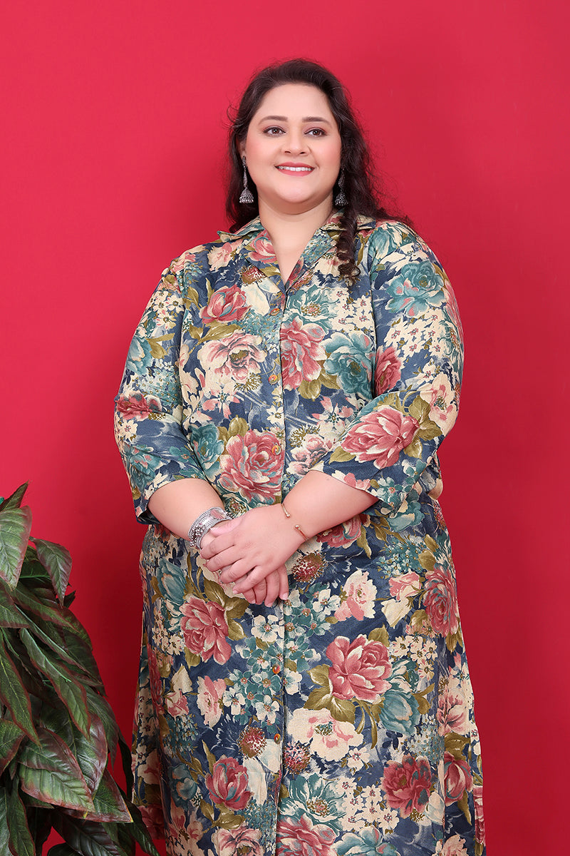Monjolika Fashion Multicolor Rayon Floral Print Classic Co-Ord Set - Swadesiicart