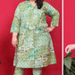 Monjolika Fashion Green Colour Rayon Floral Print Classic Co-Ord Set - Swadesiicart