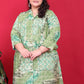 Monjolika Fashion Green Colour Rayon Floral Print Classic Co-Ord Set - Swadesiicart