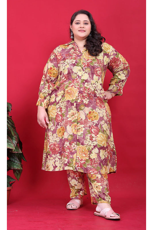 Monjolika Fashion Multicolor Rayon Floral Print Classic Co-Ord Set - Swadesiicart