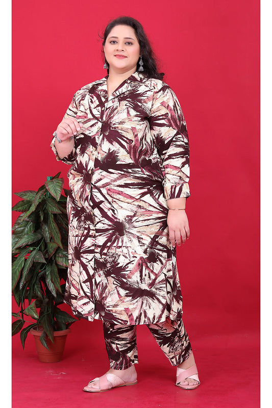 Monjolika Fashion Maroon Colour Rayon Floral Print Classic Co-Ord Set - Swadesiicart