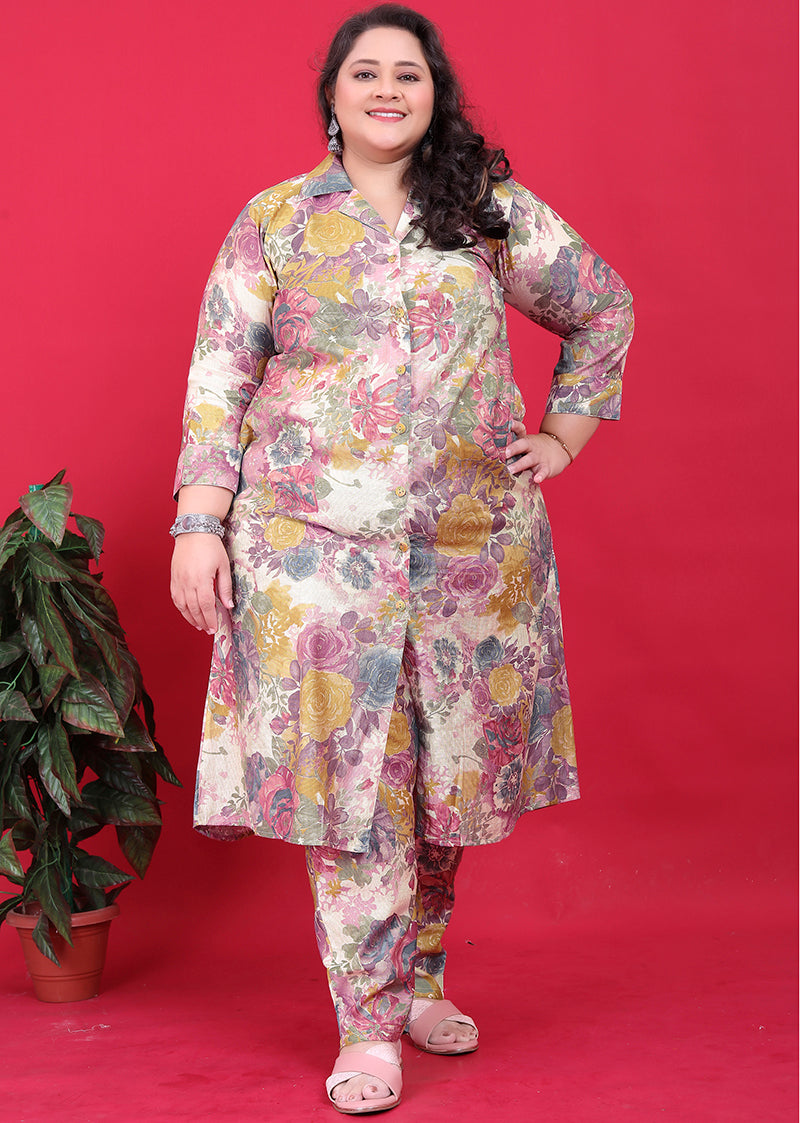 Monjolika Fashion Multicolor Rayon Floral Print Classic Co-Ord Set - Swadesiicart