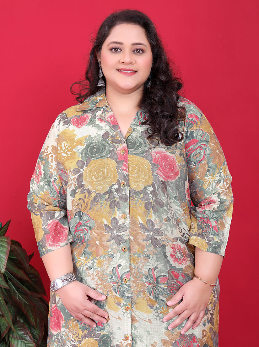 Monjolika Fashion Multicolor Rayon Floral Print Classic Co-Ord Set - Swadesiicart