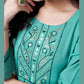 Monjolika Fashion Sky Blue Maaza Cotton Hand Work With Pocket Casual Kurti - Swadesiicart