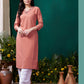 Monjolika Fashion Peach Maaza Cotton Hand Work With Pocket Casual Kurti - Swadesiicart