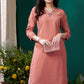 Monjolika Fashion Peach Maaza Cotton Hand Work With Pocket Casual Kurti - Swadesiicart