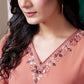 Monjolika Fashion Peach Maaza Cotton Hand Work With Pocket Casual Kurti - Swadesiicart