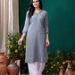 Monjolika Fashion Grey Maaza Cotton Hand Work With Pocket Casual Kurti - Swadesiicart