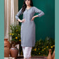 Monjolika Fashion Grey Maaza Cotton Hand Work With Pocket Casual Kurti - Swadesiicart