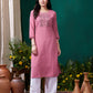 Monjolika Fashion Light Pink Maaza Cotton Hand Work With Pocket Casual Kurti - Swadesiicart