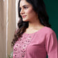Monjolika Fashion Light Pink Maaza Cotton Hand Work With Pocket Casual Kurti - Swadesiicart