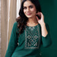 Monjolika Fashion Dark Green Maaza Cotton Hand Work With Pocket Casual Kurti - Swadesiicart