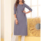 Monjolika Fashion Grey Vision Silk With Handmade Embroidery Kurti - Swadesiicart