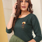 Monjolika Fashion Dark Grey Vision Silk With Handmade Embroidery Kurti - Swadesiicart