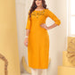 Monjolika Fashion Mustard Vision Silk With Handmade Embroidery Kurti - Swadesiicart