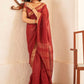 Tikhi Imli Maroon & Gold Toned Zari Woven Design Saree | Swadesiicart