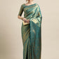 Saree Mall Blue & Gold-Toned Woven Design Zari Silk Blend Banarasi Saree | Swadesiicart