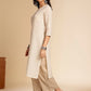 Anouk Off White Printed Mandarin Collar Cotton Straight Kurta - Swadesiicart