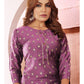 Monjolika Fashion Lavender Viscose Maslin Print With Pocket Stylish Kurti - Swadesiicart