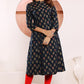 Monjolika Fashion Navy Blue Viscose Maslin Print With Pocket Stylish Kurti - Swadesiicart