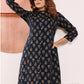 Monjolika Fashion Navy Blue Viscose Maslin Print With Pocket Stylish Kurti - Swadesiicart