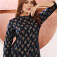Monjolika Fashion Navy Blue Viscose Maslin Print With Pocket Stylish Kurti - Swadesiicart