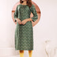 Monjolika Fashion Olive Green Viscose Maslin Print With Pocket Stylish Kurti - Swadesiicart