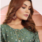 Monjolika Fashion Olive Green Viscose Maslin Print With Pocket Stylish Kurti - Swadesiicart