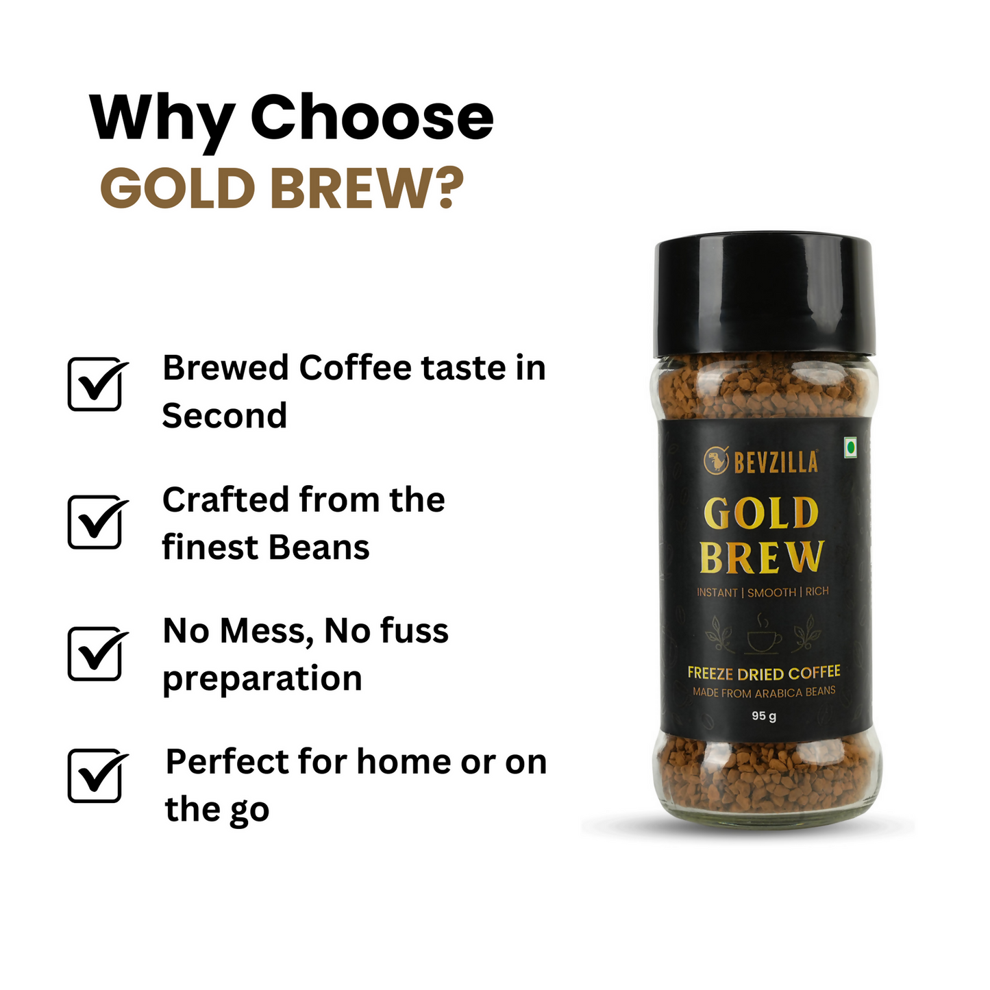 Bevzilla Gold Brew Instant Freeze Dried Coffee Powder | Swadesiicart