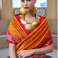 Monjolika Fashion Banarasi Silk Weaving Orange Trendy Saree | Swadesiicart