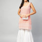 InWeave Women's Peach Sweetheart Neckline Kurta - Swadesiicart
